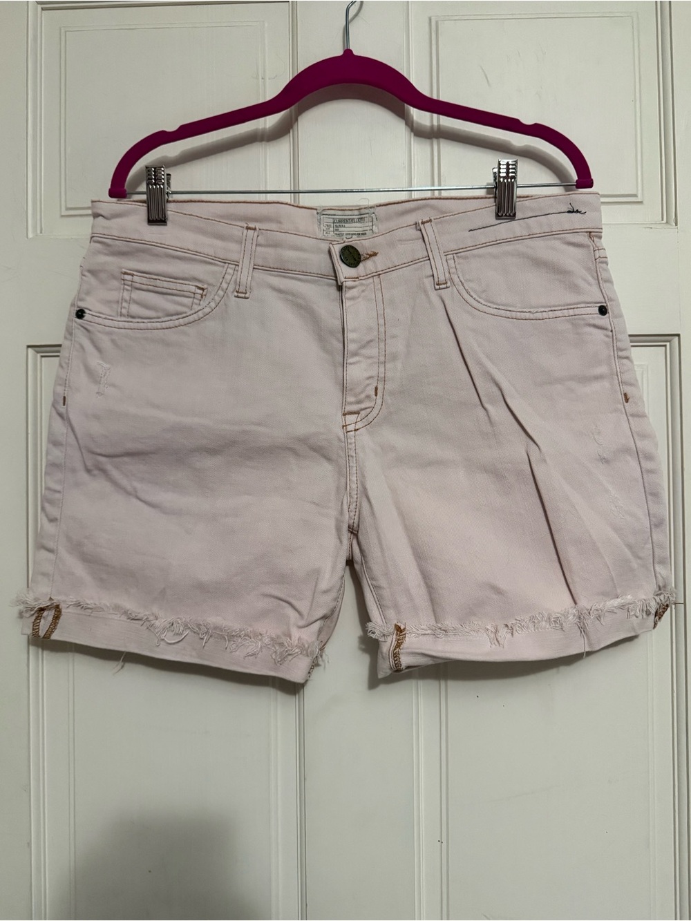 Current/Elliott Slouchy Cut-Off in Blush/Pale Pink Denim Shorts